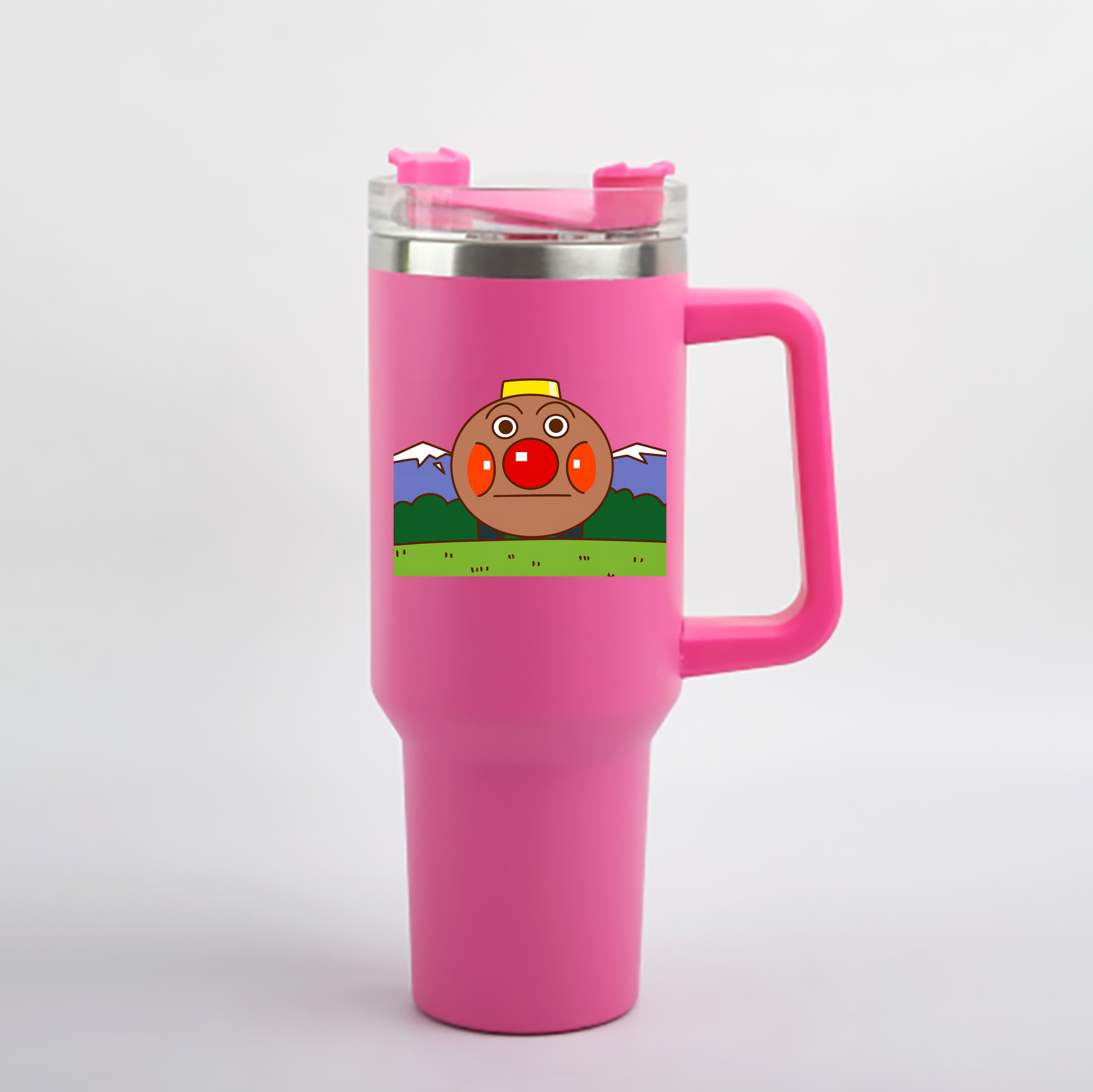 （画像用） アンパンマン Anpanman 1200mL車用タンブラー - クリスタルステッカー（プラスチックストロー付き）